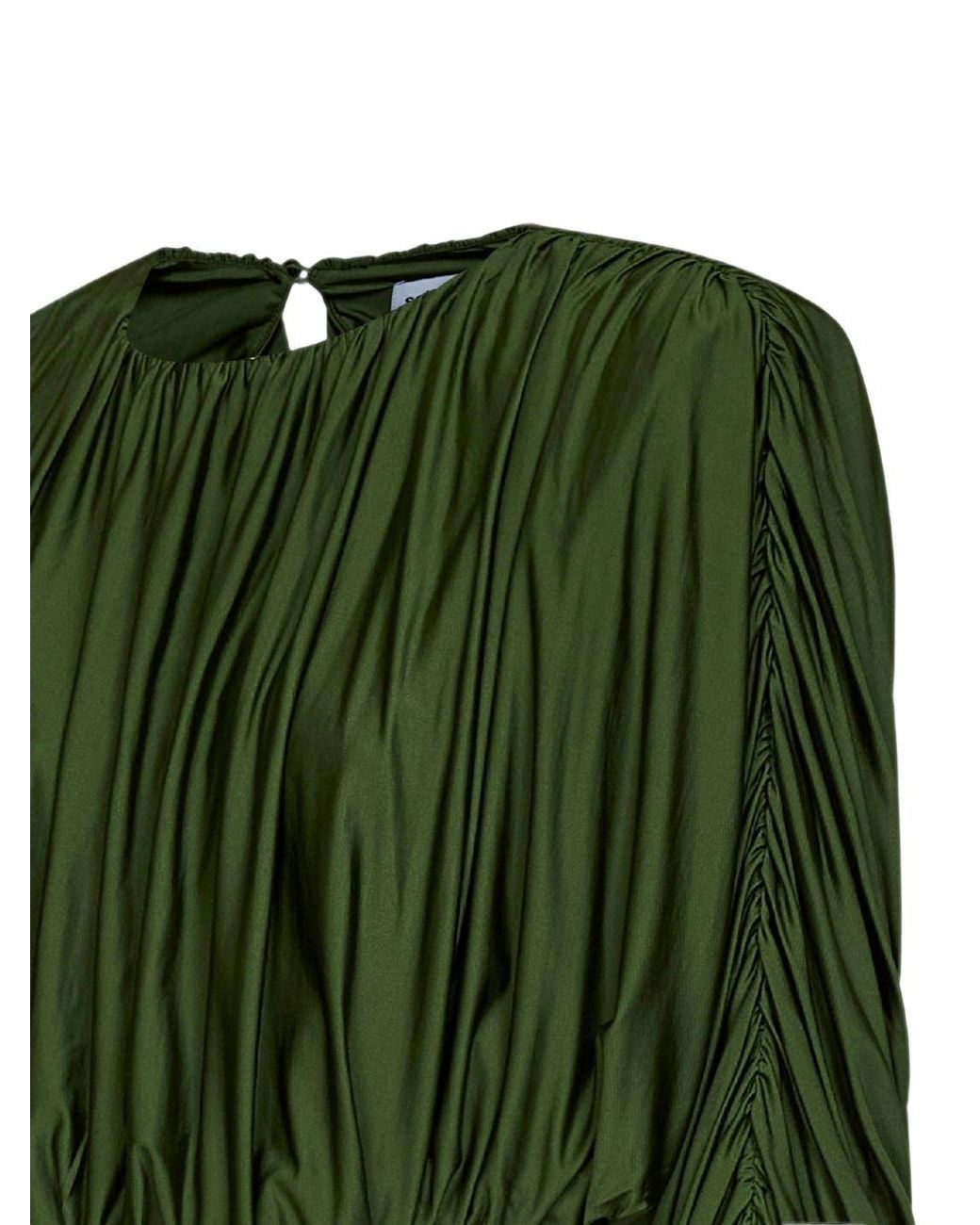 Self-Portrait Green Ruched Jersey Top