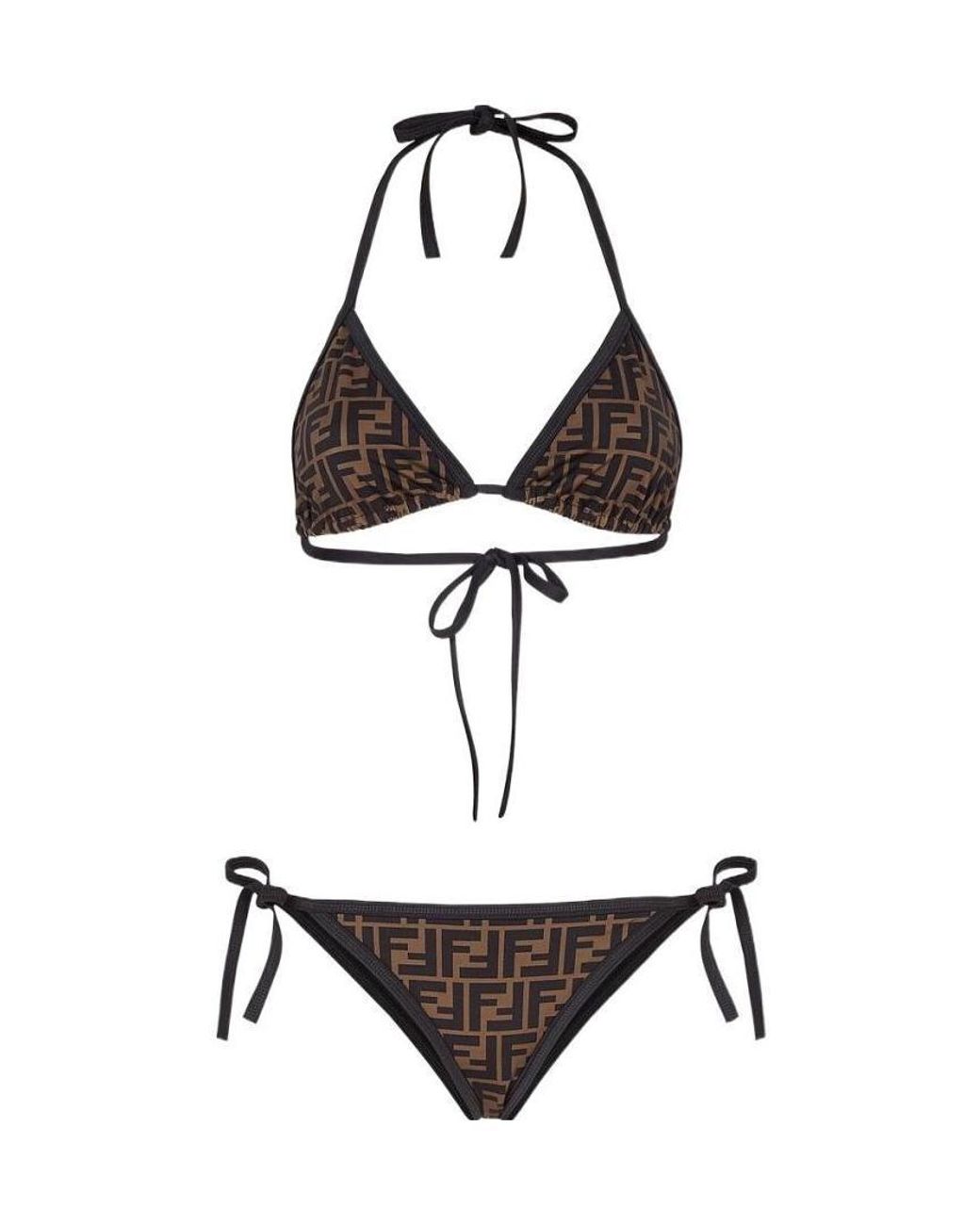 Fendi White Monogram Printed Two-Piece Bikini Set