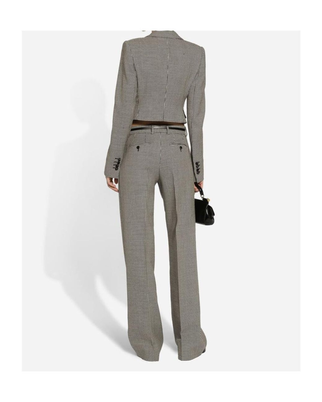 Dolce & Gabbana Gray Short Houndstooth Jacket With Vest