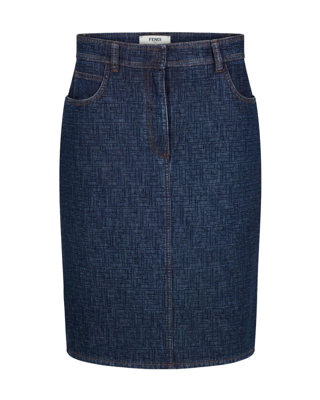 Fendi Blue Ff Denim Skirt Ld62