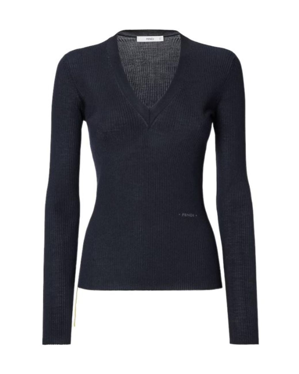 Fendi Blue Wool Ribbed Sweater