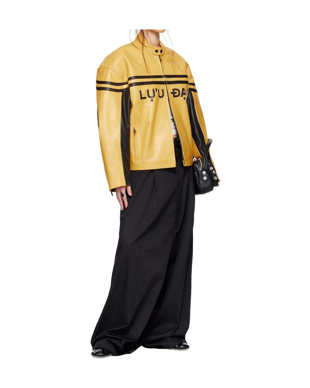 Lu'u Dan Metallic Bruce Lee X Lựu Đạn Collaboration Legacy Moto L-D Stand Collar Leather Jacket for men