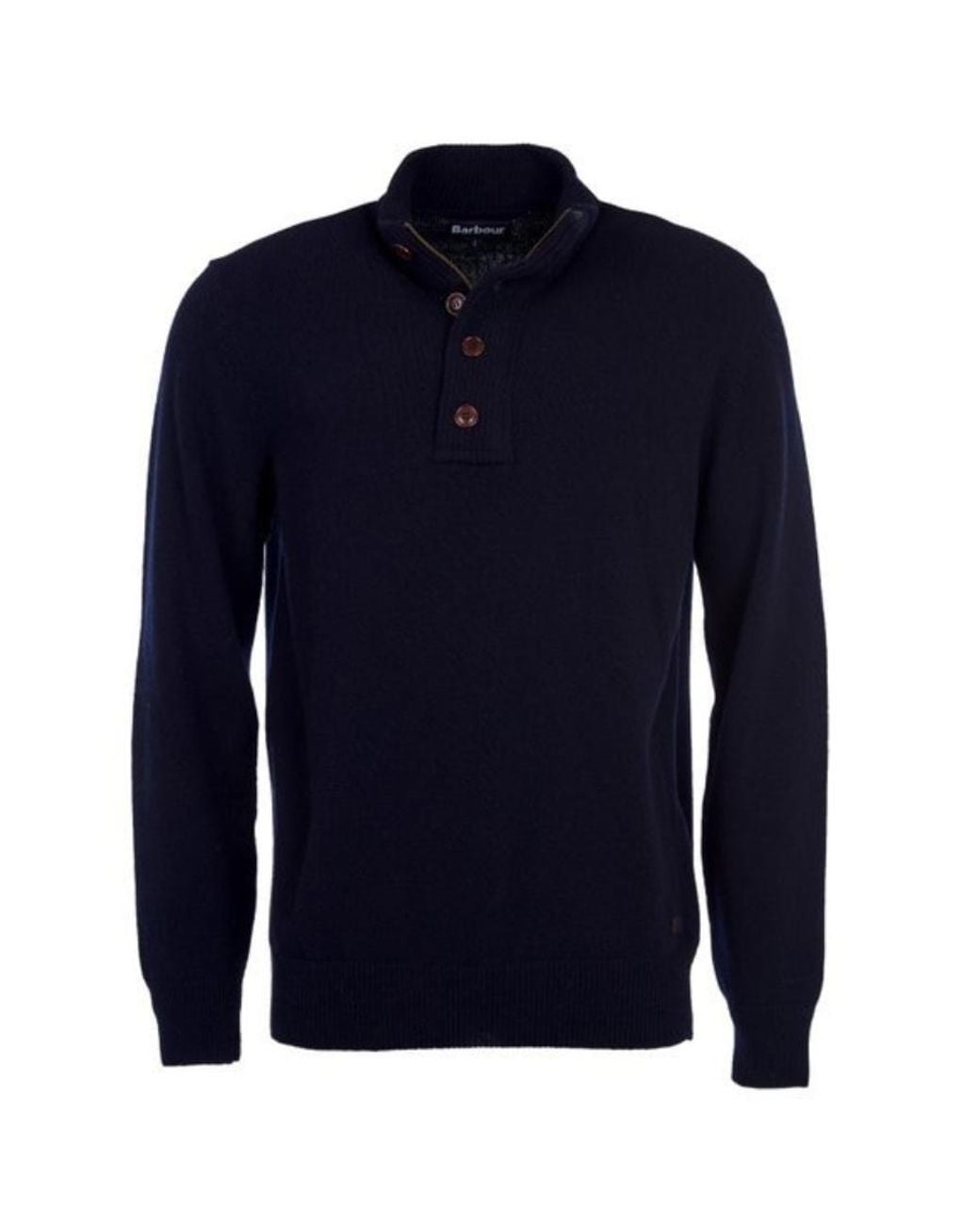 Barbour Blue High-Neck Half Buttoned Knit Jumper for men