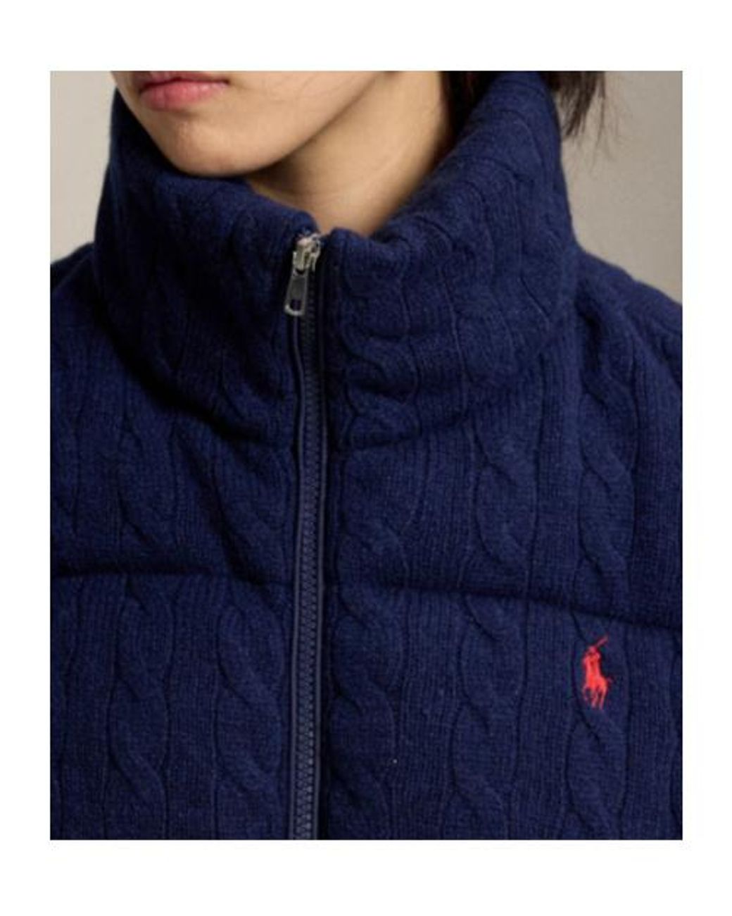 Polo Ralph Lauren Blue Cable-Knit Down Jacket