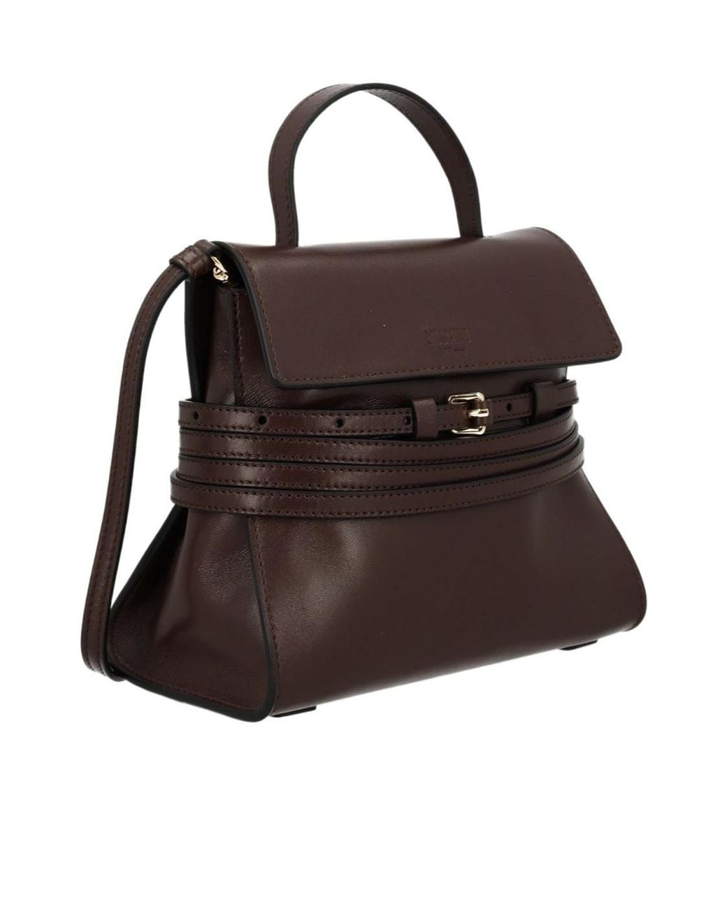 Moschino Brown Tie Me Logo Embossed Tote Bag