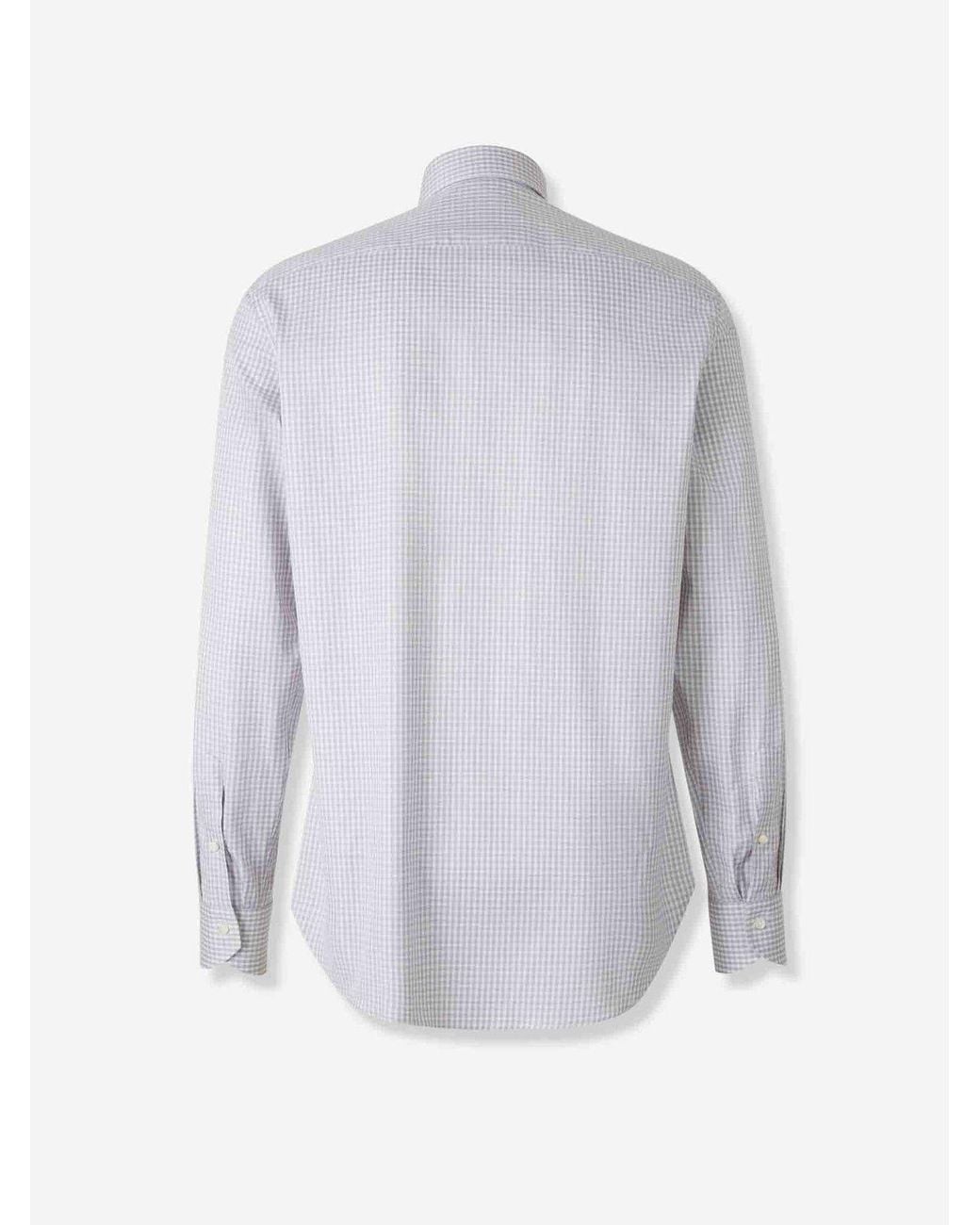Canali Blue Check Motif Dress Shirt for men
