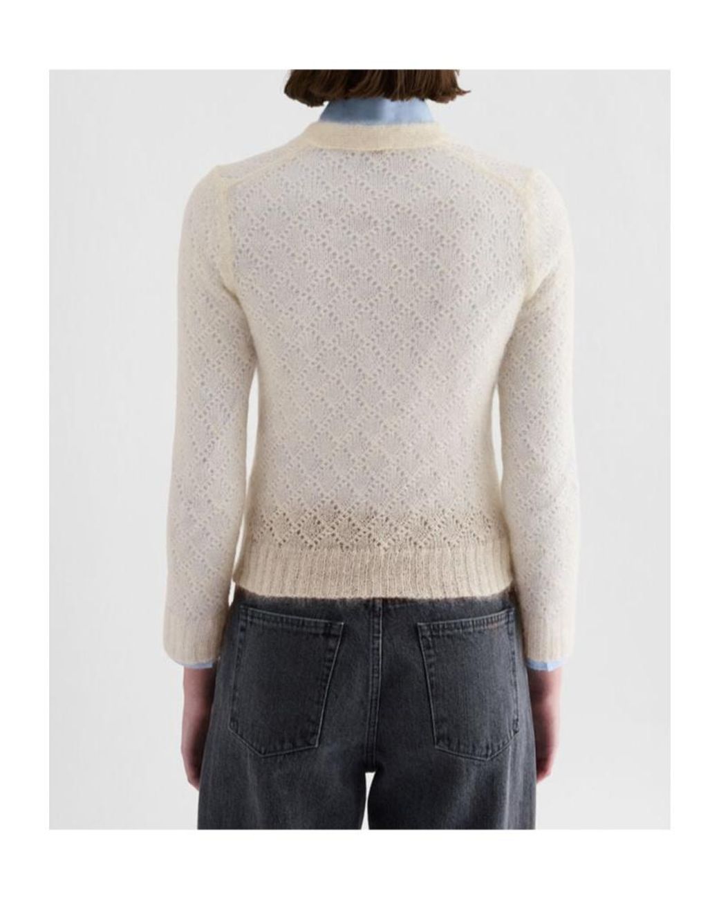 Jil Sander Natural Lace-Knit Mohair-Blend Cardigan