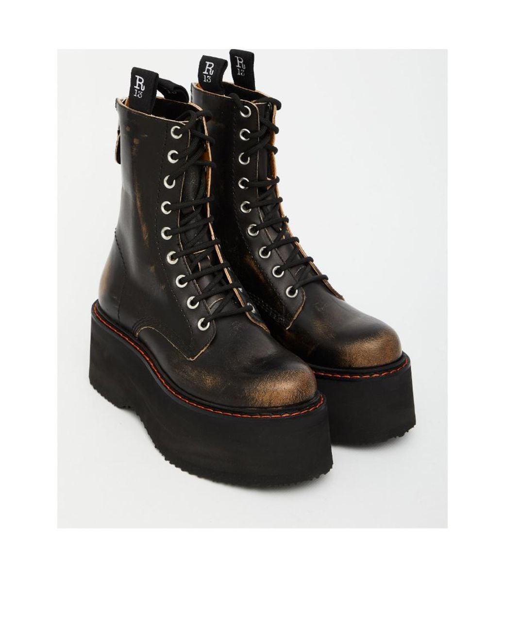 R13 Black 75Mm Leather Boots