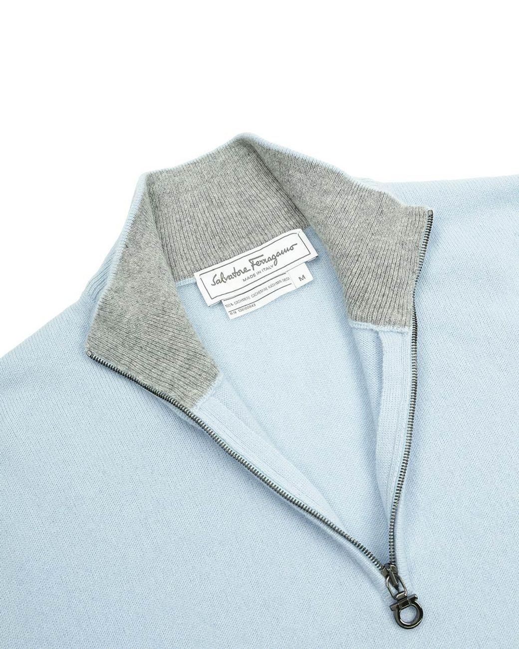 Ferragamo Blue Semi-Zipper Sweater for men