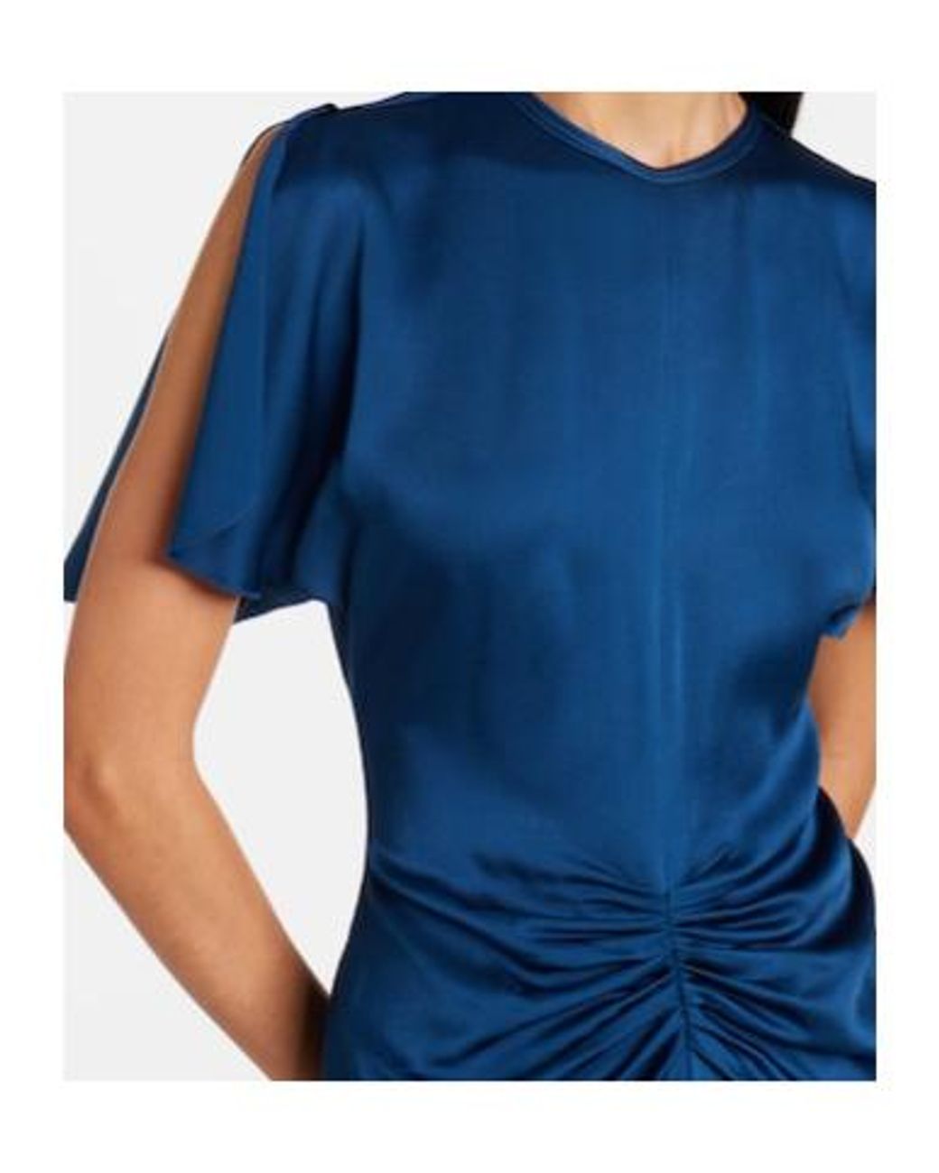 Victoria Beckham Blue Isabella Gathered Satin Gown
