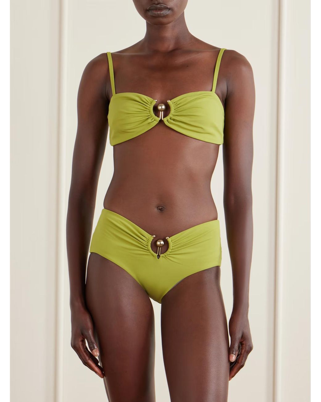Christopher Esber Green Solid Color Bikini Top