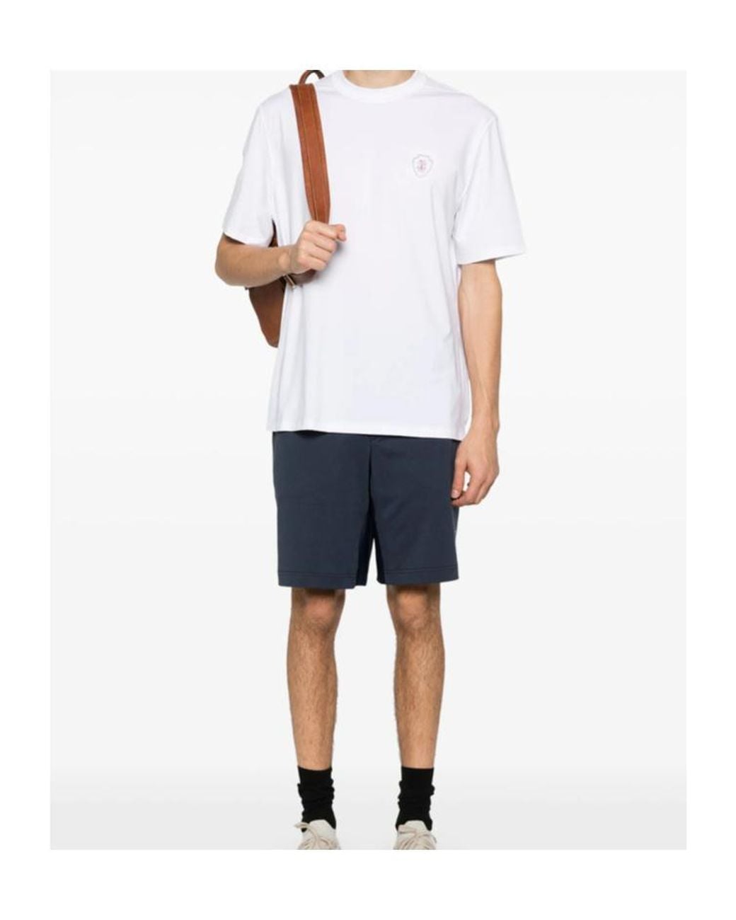 Brunello Cucinelli White Layered-Details Crewneck T-Shirt for men