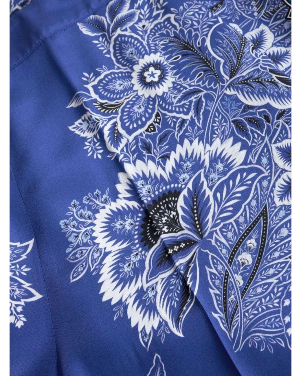 Etro Blue Bandana Print Straight-Leg Trousers
