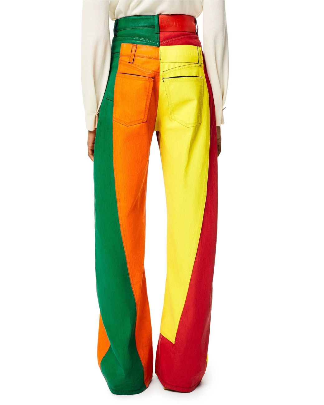 Loewe Red Multicolour Patchwork Jeans