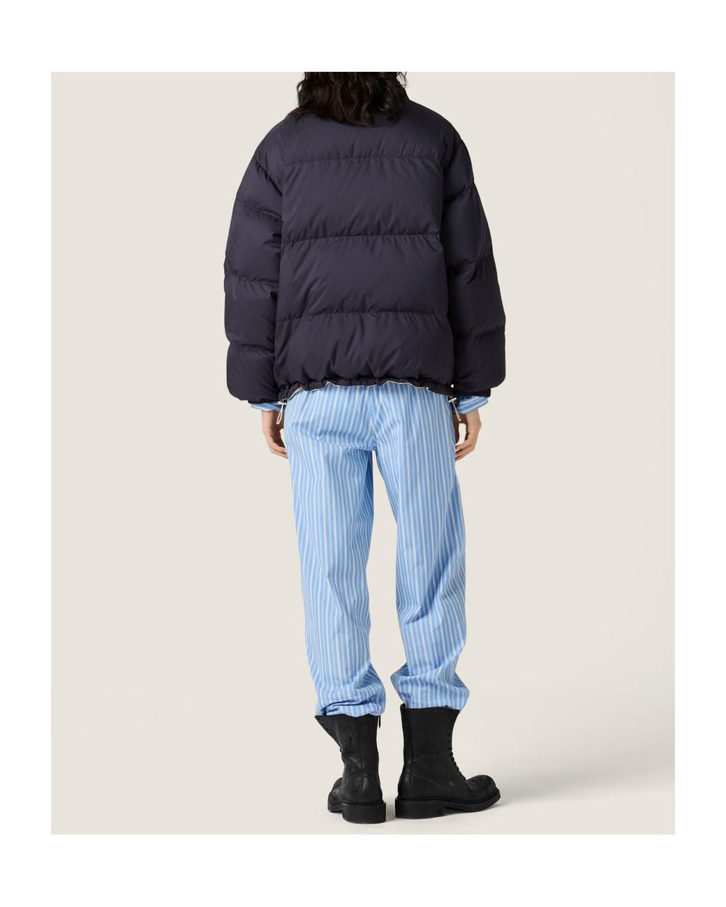 Miu Miu Blue Reversible Technical Pongé Down Jacket
