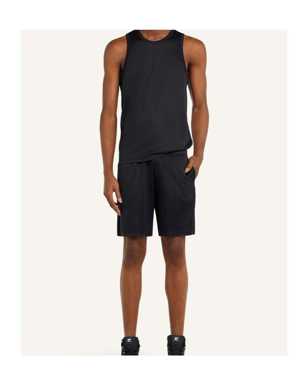 Courreges Black Jersey Track Shorts for men