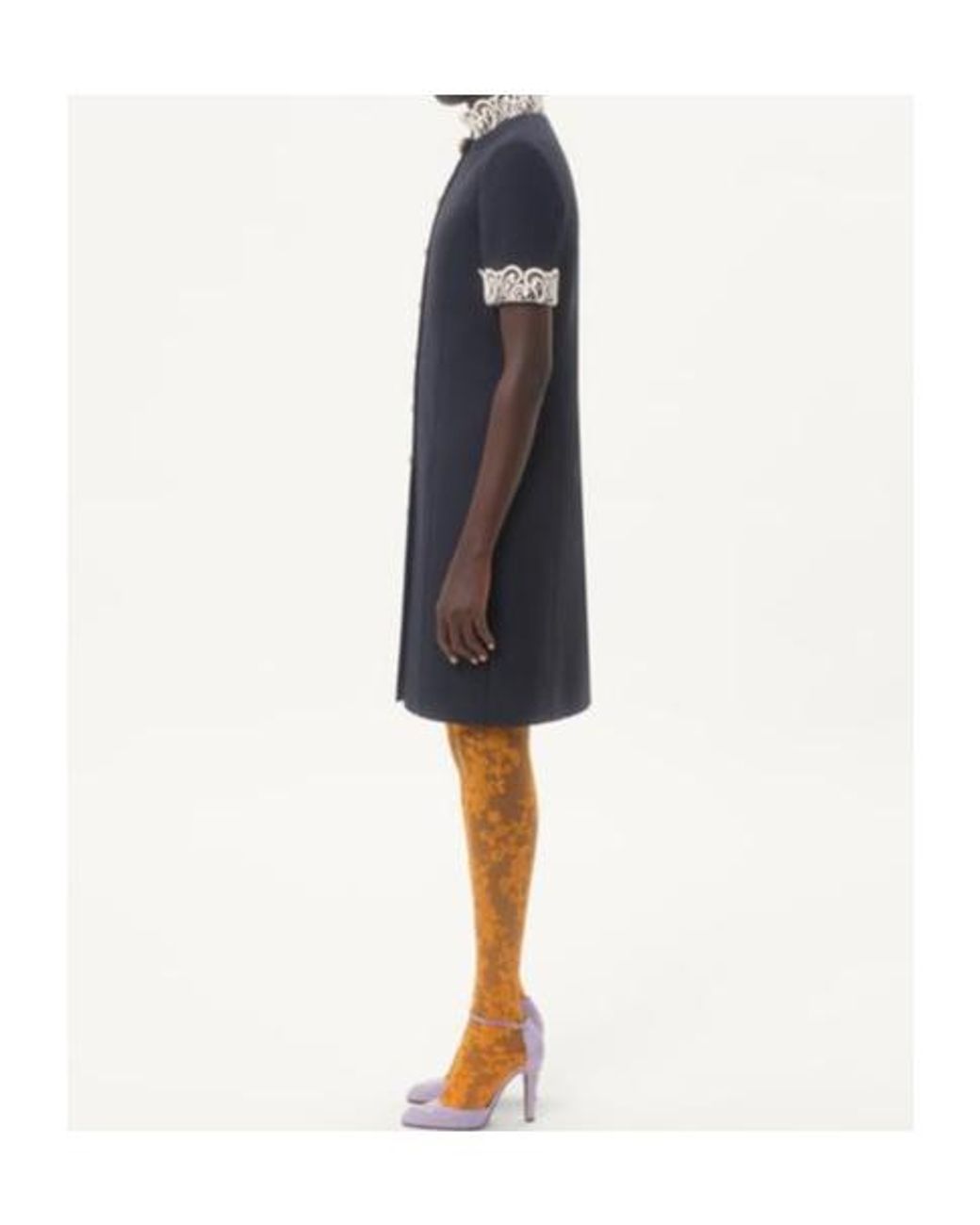 Valentino Blue Lace Detailed Button-Up Dress