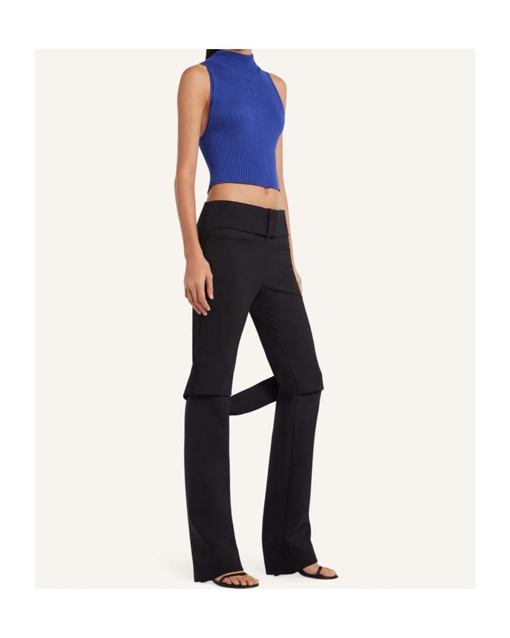 Courreges Blue Courrèges Mock-Neck Cropped Ribbed Tank Top