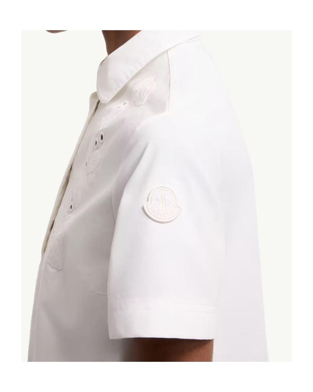 Moncler White Embroidered Shirt Dress