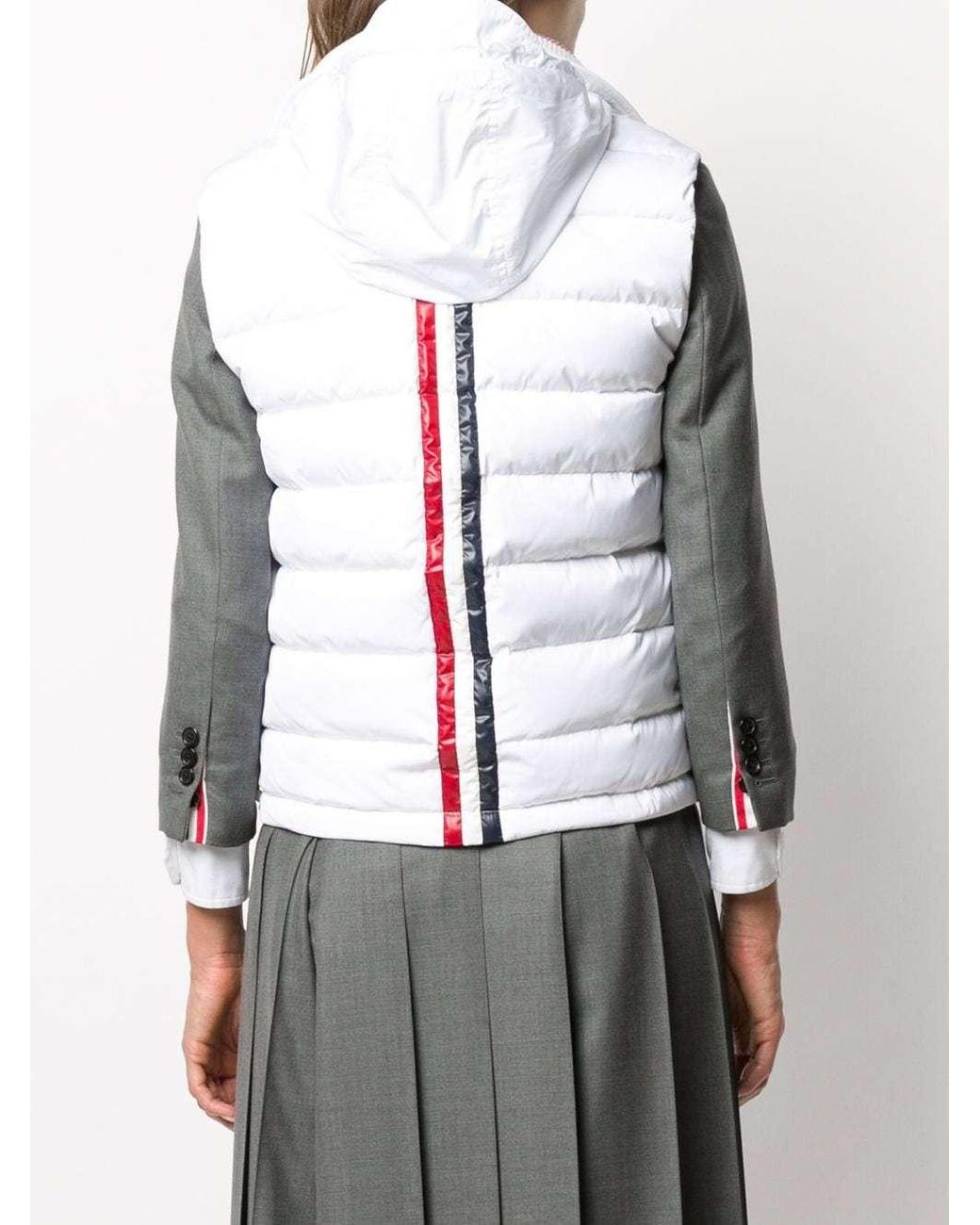 Thom Browne White Rear Stripe Padded Gilet