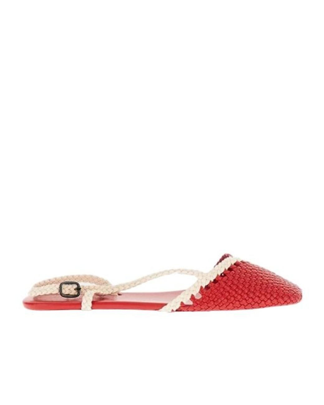 Hereu Red Rondaia Woven Asymmetrical Sandals
