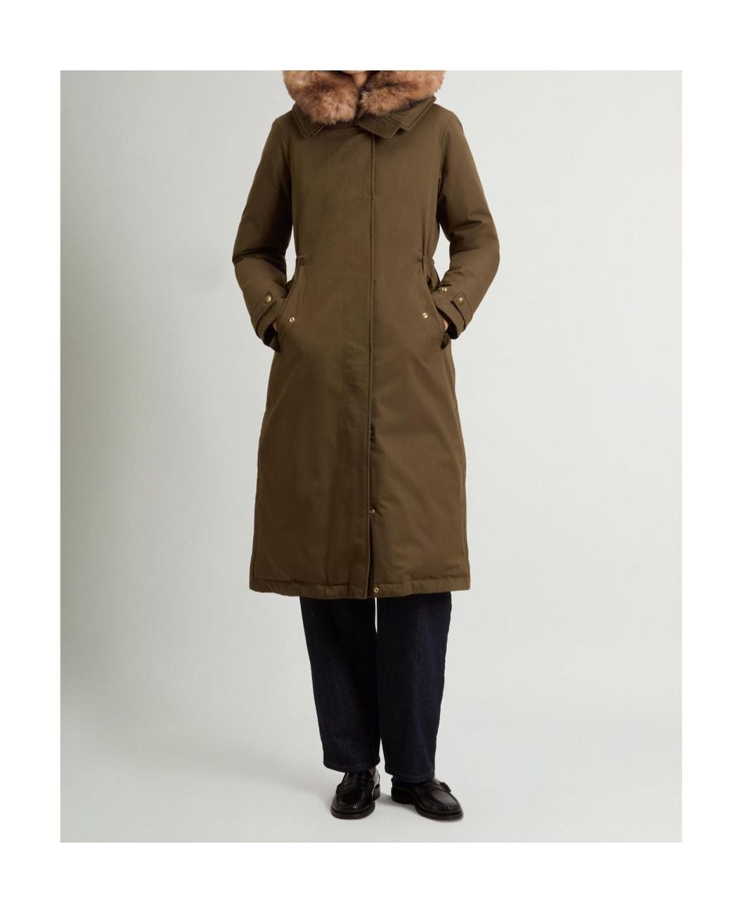 Woolrich Green Padded Hooded Long Coat