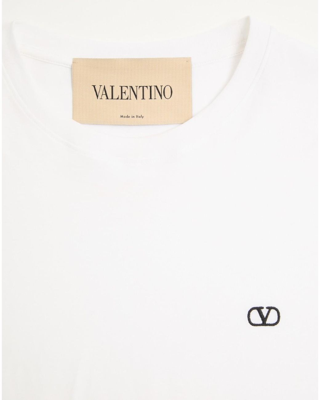 Valentino White Vlogo Embroidered Crewneck T-Shirt for men