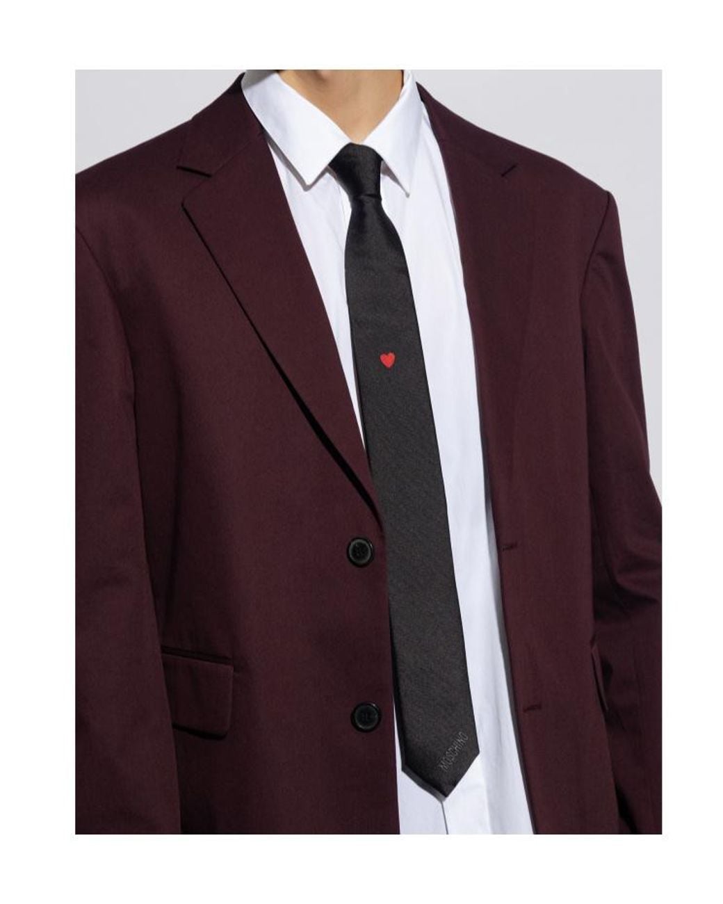 Moschino Black Logo Embroidered Pointed Tip Tie for men