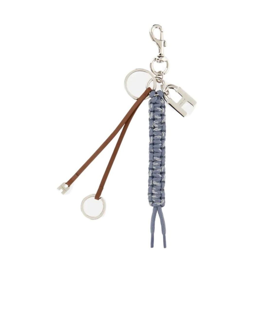 Hogan Metallic Braided Leather Keyring