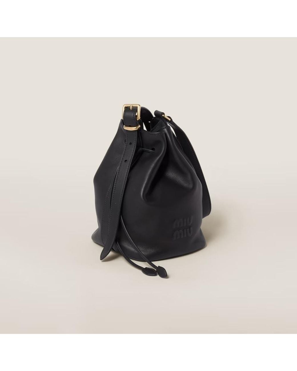 Miu Miu Black Leather Bucket Bag