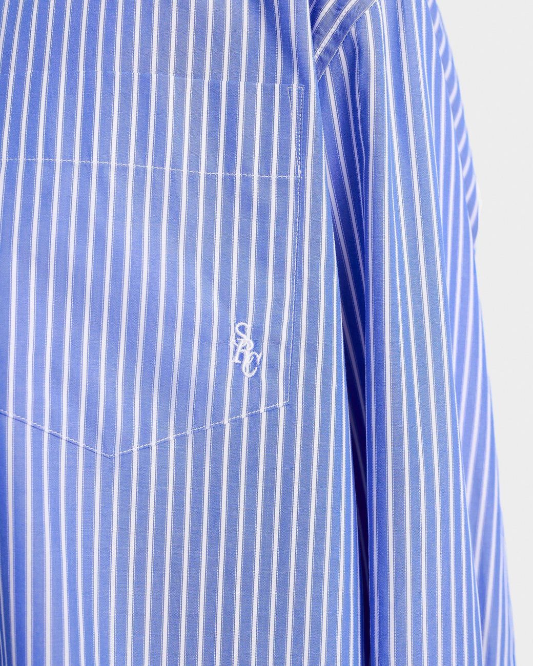 Sporty & Rich Blue Oversized Striped Shirt