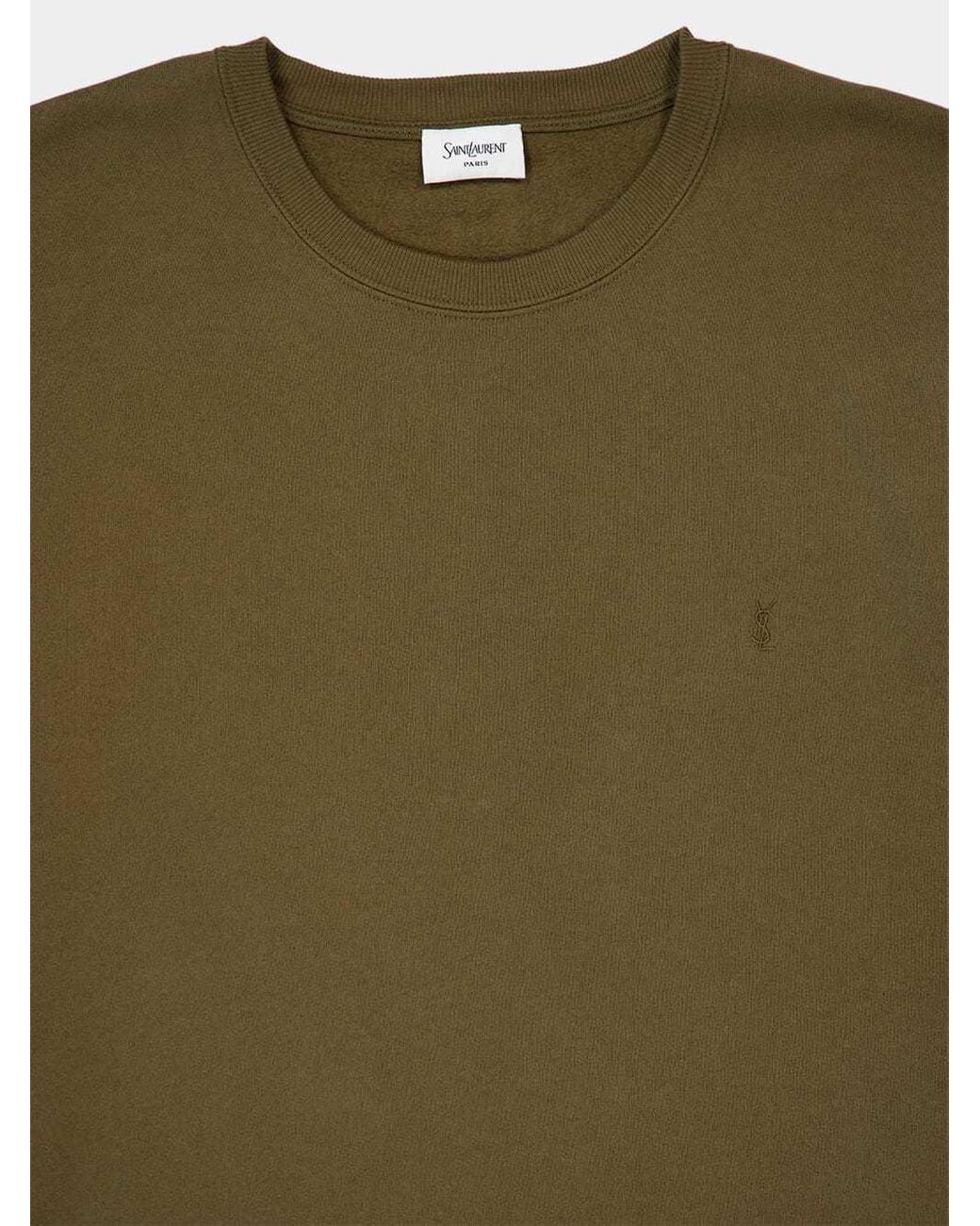 Saint Laurent Green Long-Sleeve Crew-Neck T-Shirt for men