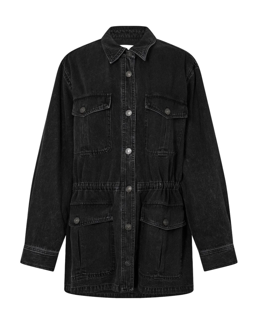 Isabel Marant Black Washed Lapel Denim Coat