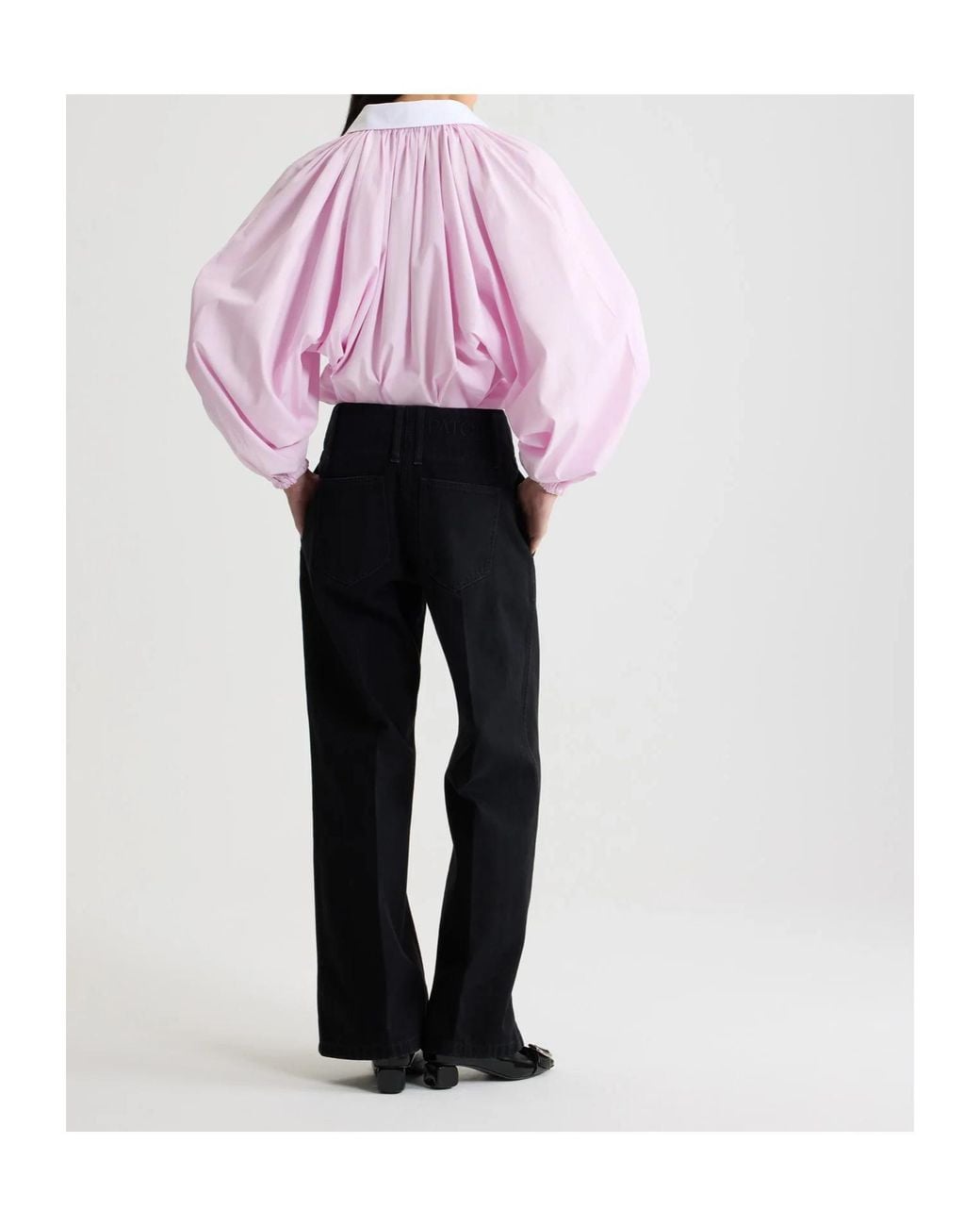 Patou Black Wide Waistband Denim Jeans