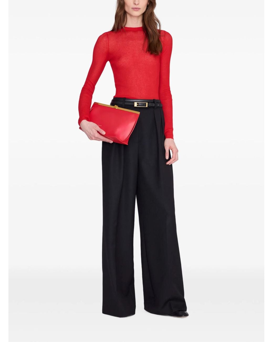 Anine Bing Red Anine Frame Clutch Bag