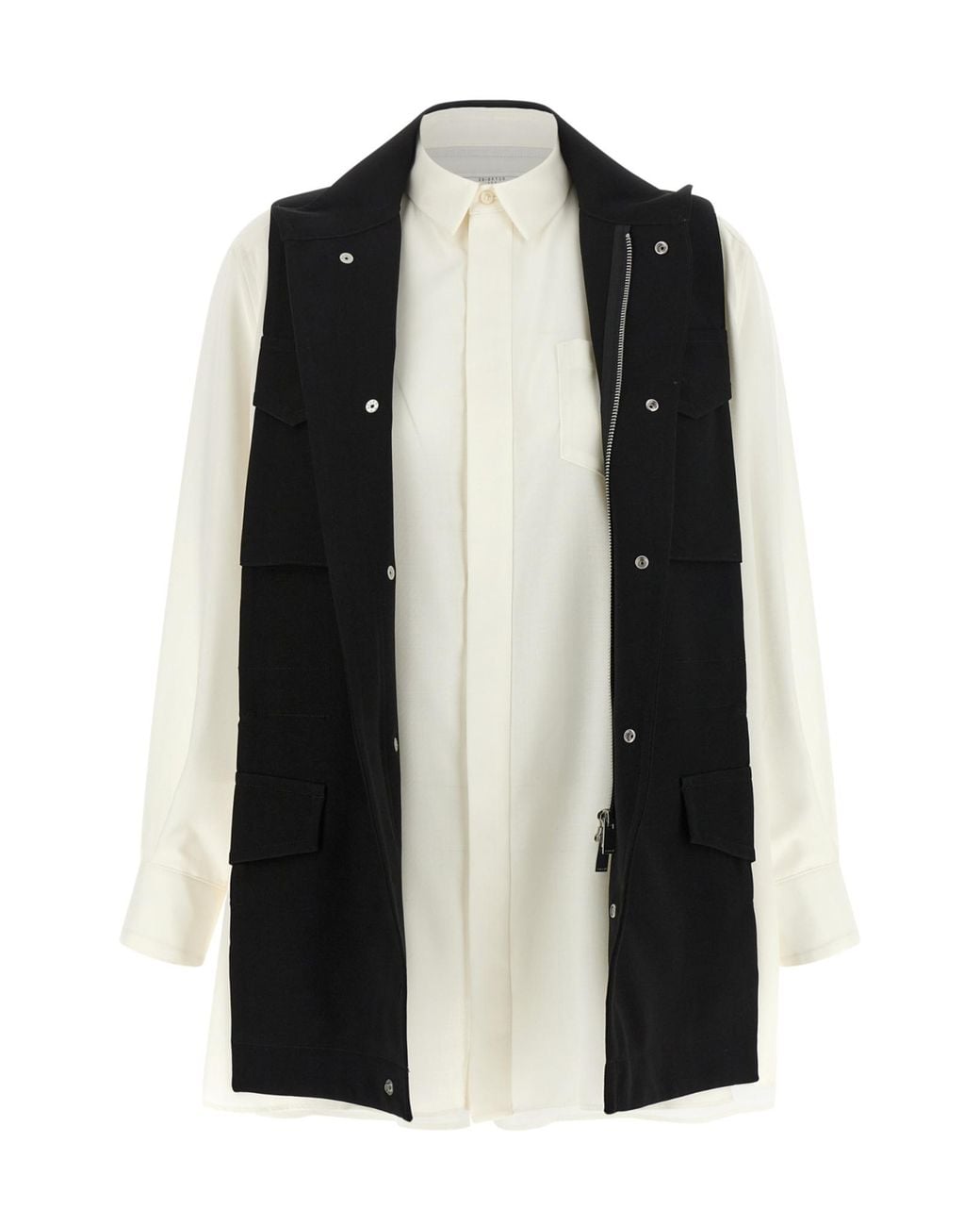Sacai Black Hybrid Panel Shirt