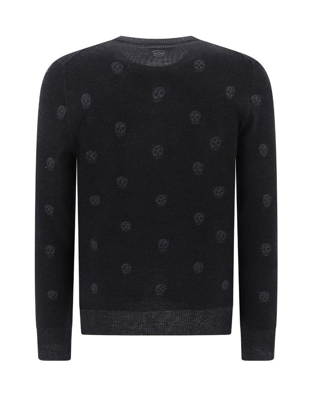 McQueen Black Skeleton Pattern Knitted Wool Sweater for men