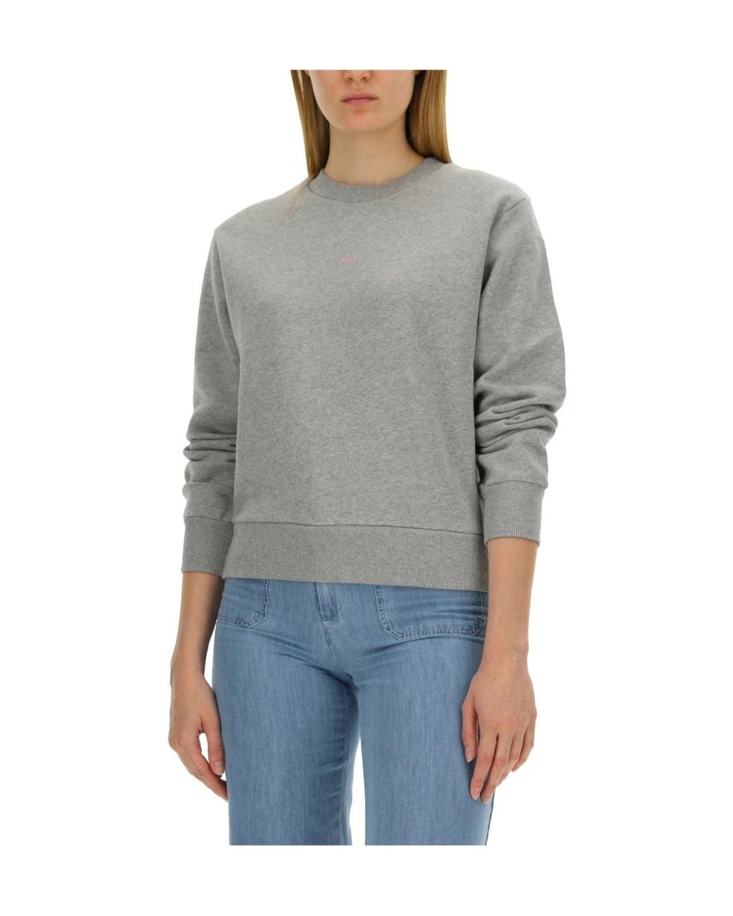 A.P.C. Gray Logo Printed Crewneck Sweatshirt