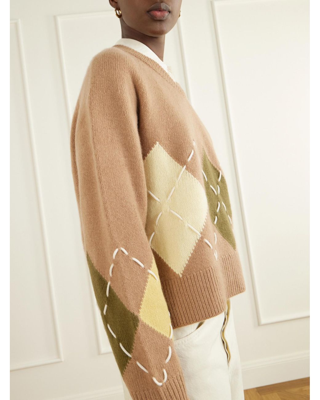 arch4 Natural Argyle Cashmere Sweater