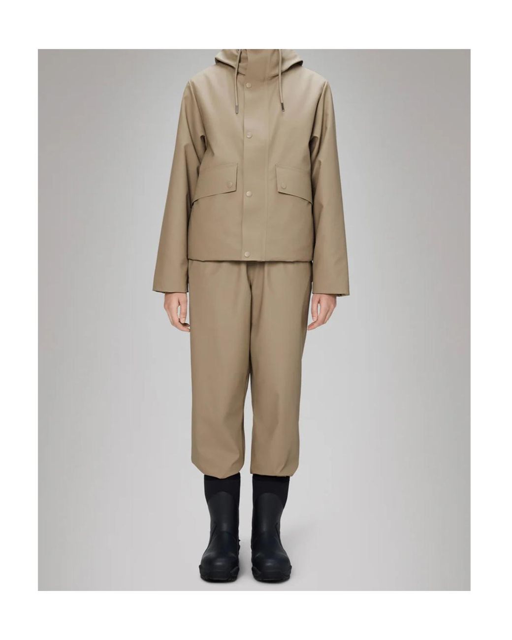 Rains Natural Long-Sleeved Snap-Button Cotton Jacket