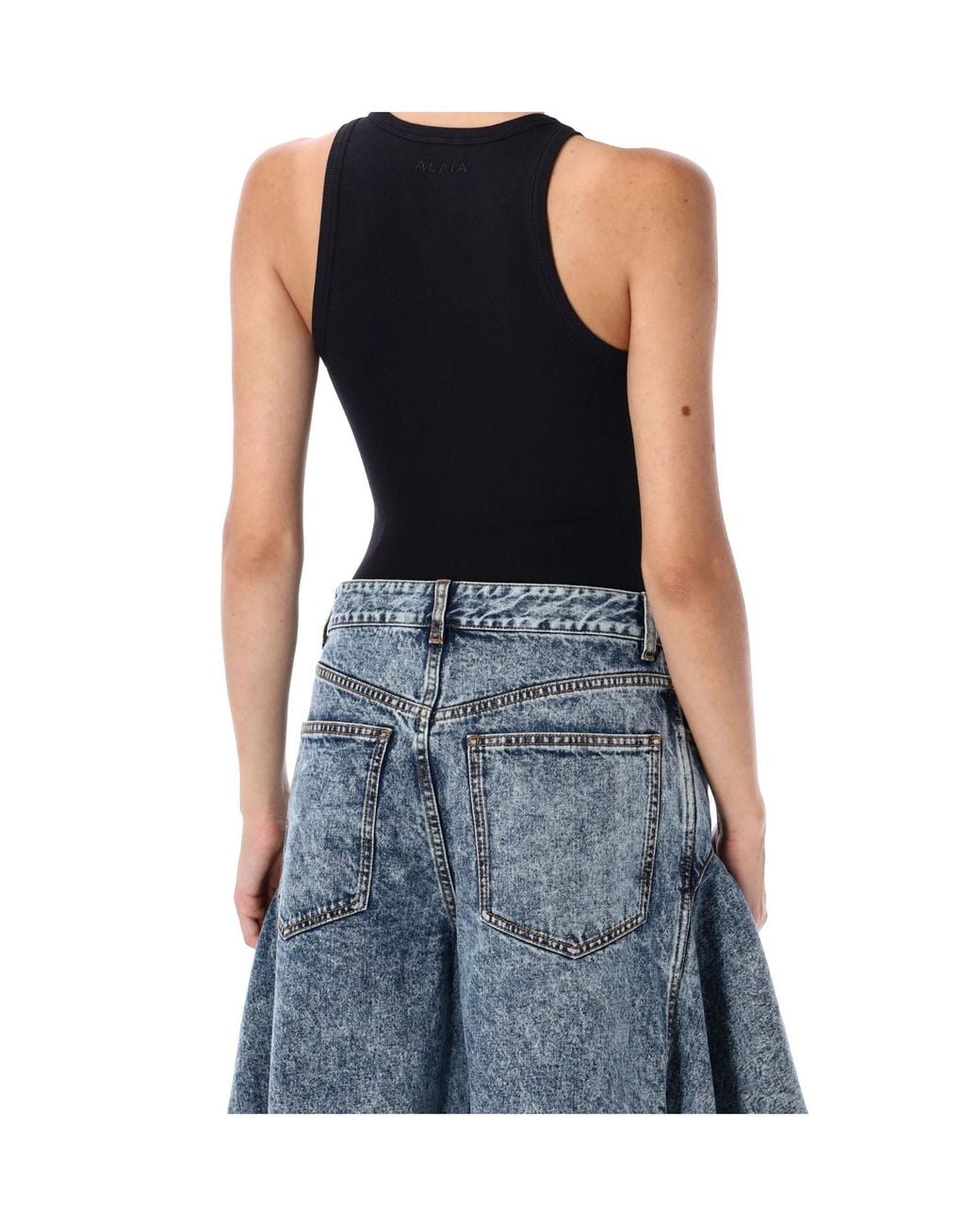 Alaïa Black Ribbed Tank Bodysuit