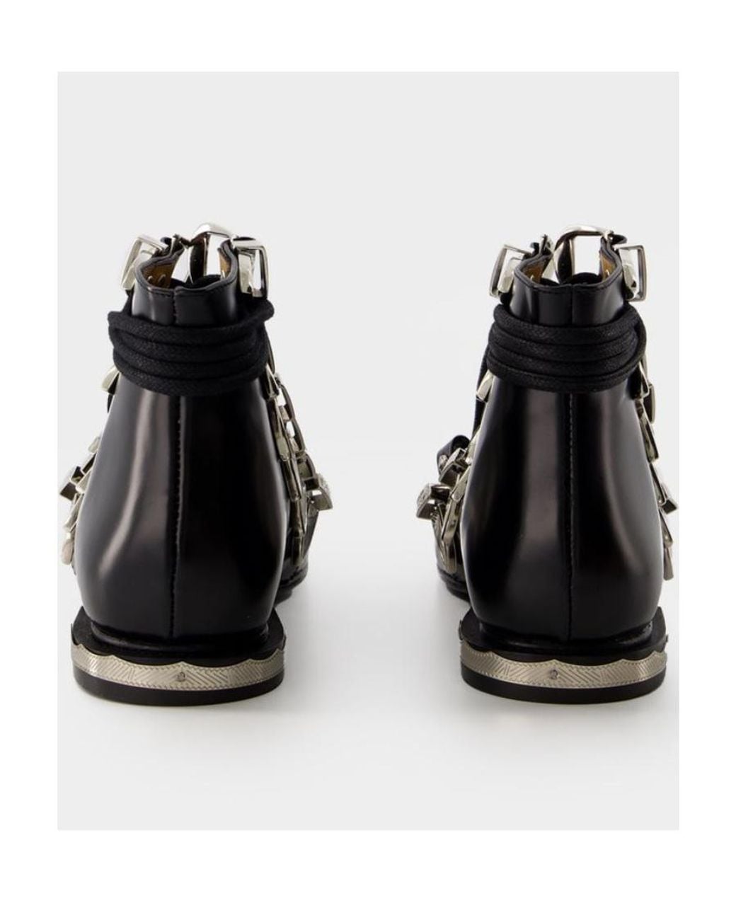 Toga Black Buckled Lace-Up Ankle Boots