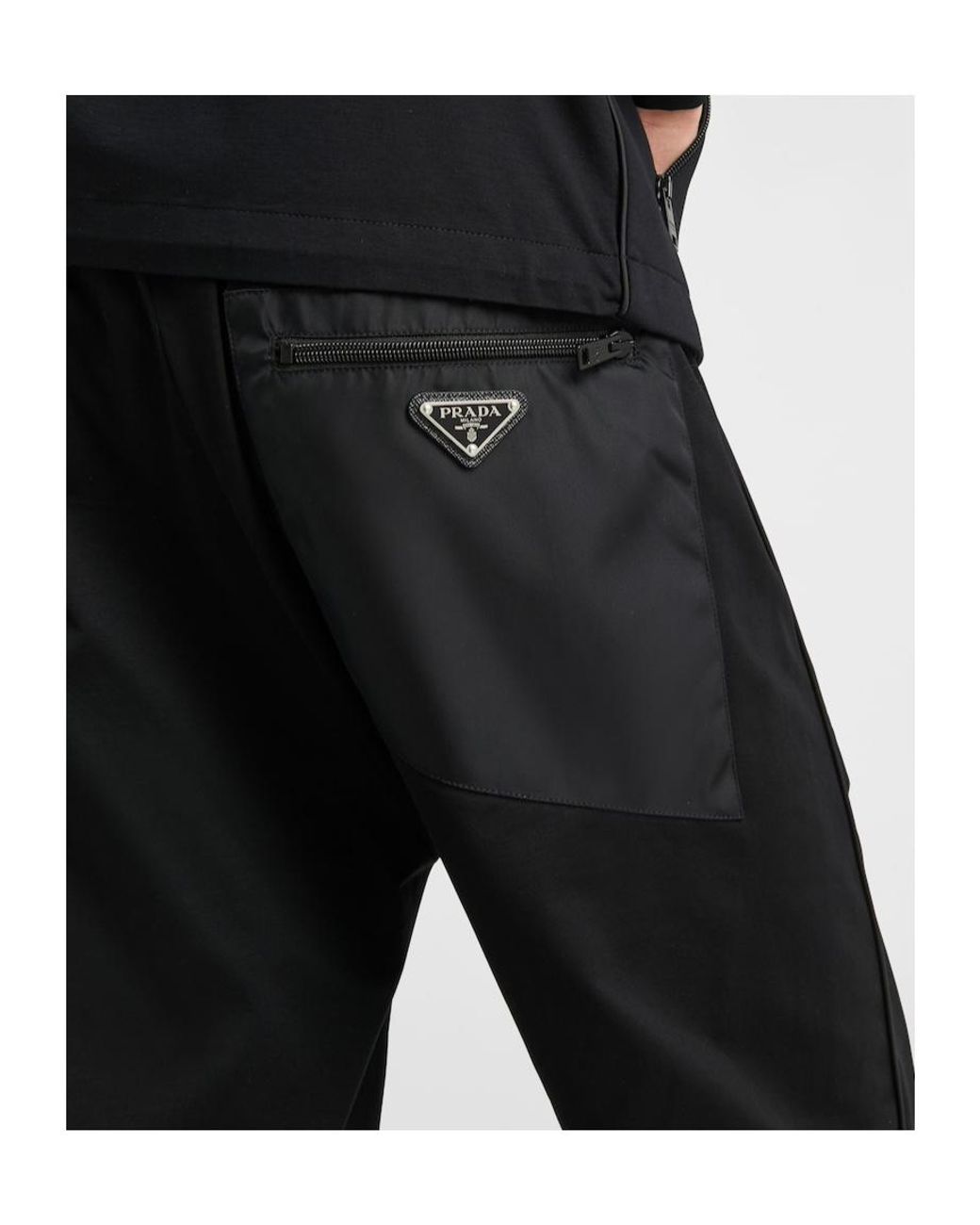 Prada Black Triangle-Logo Track Pants for men