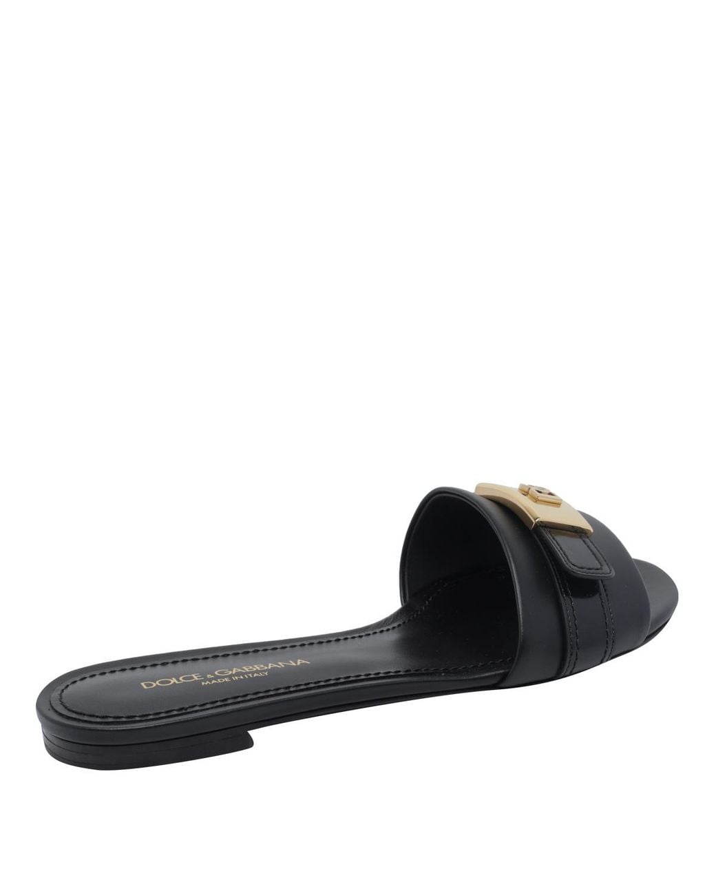 Dolce & Gabbana Black Logo Plate Slides