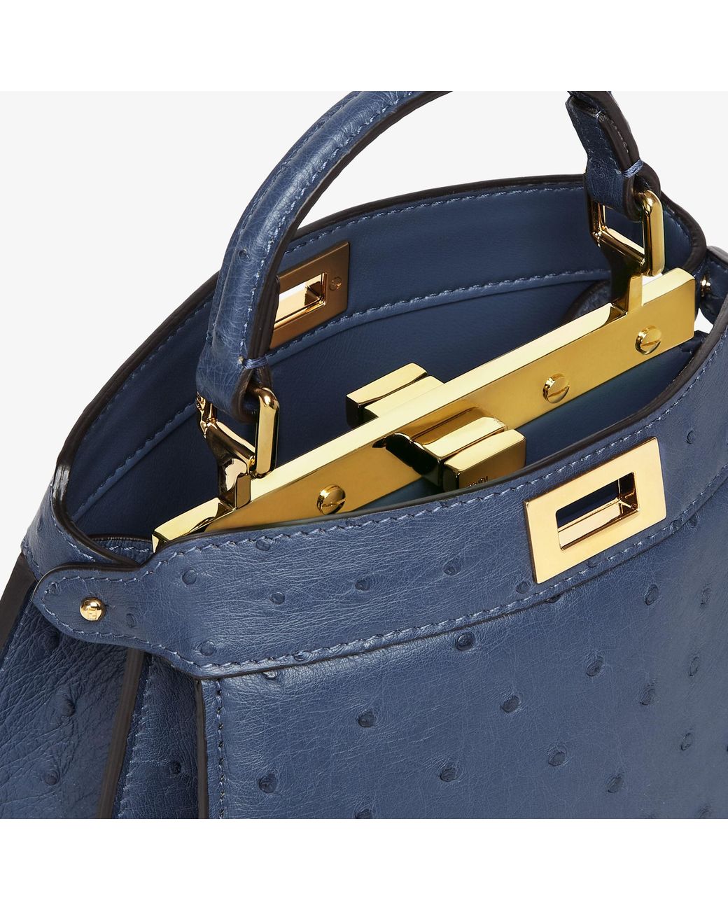 Fendi Blue Ostrich Leather Bag