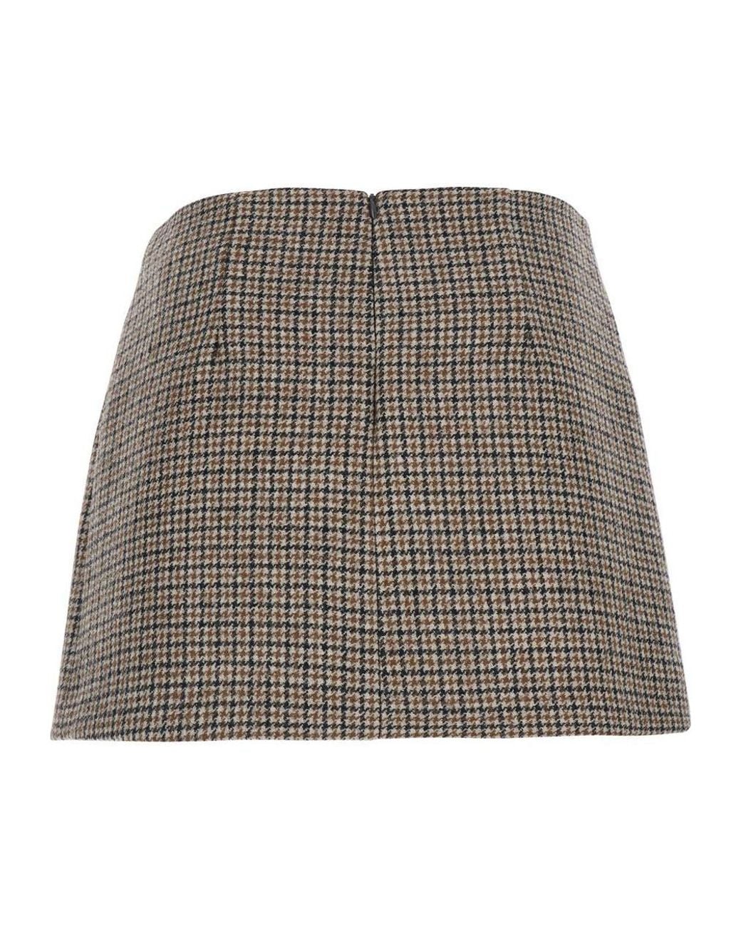 P.A.R.O.S.H. Gray P.A.R.O..H. Checked Wool Mini Skirt