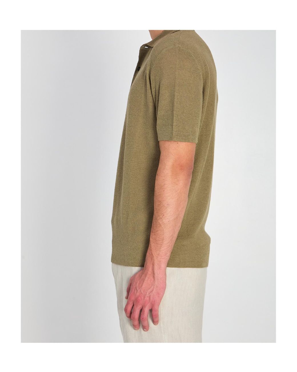 Barena Green Three-Button Knitted Polo Shirt for men
