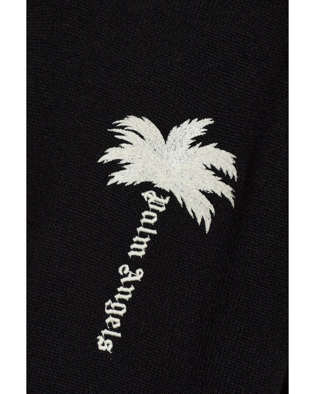 Palm Angels Black Long-Sleeved Turtleneck Knit Top for men