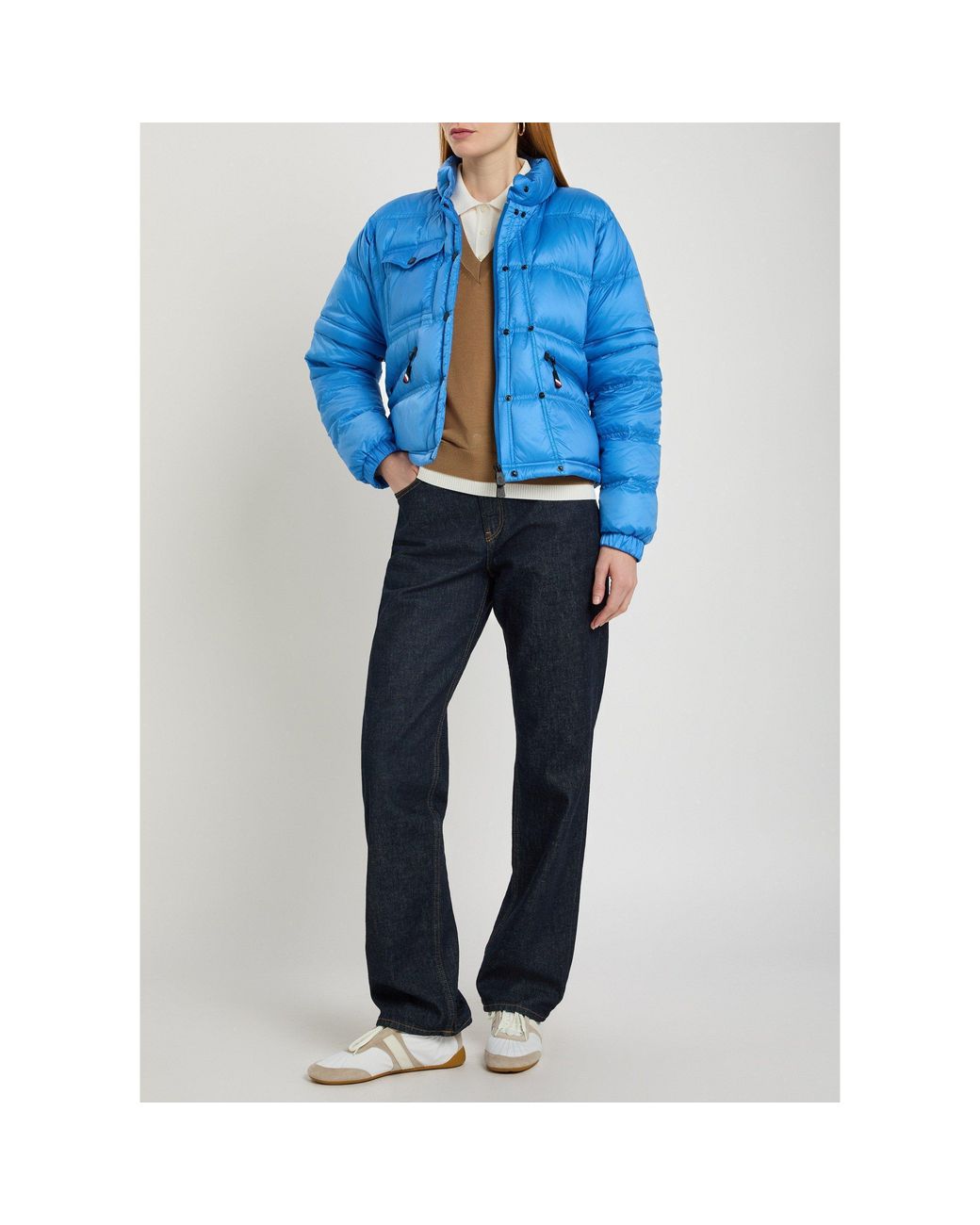 Moncler Blue Stand-Collar Short Down Jacket