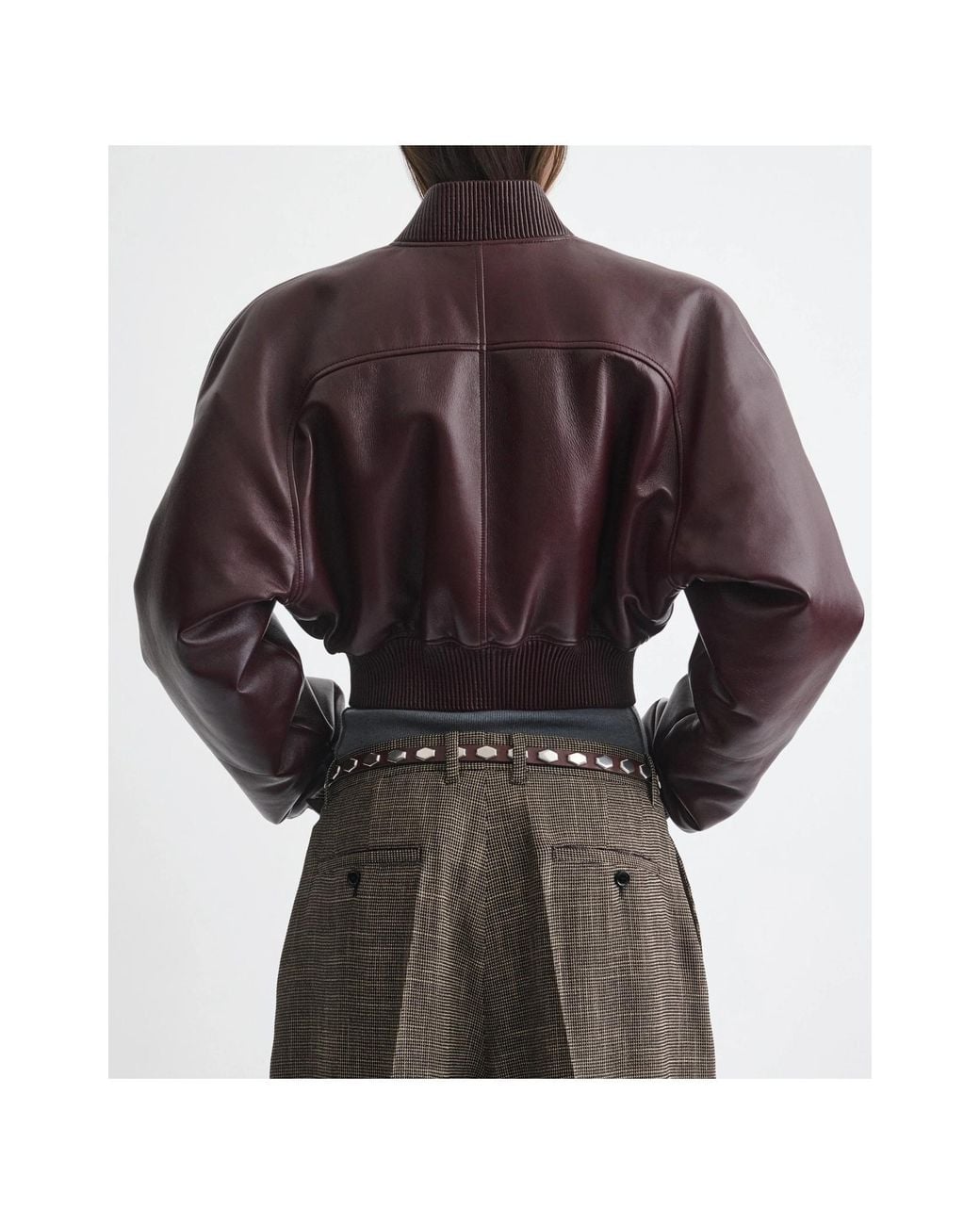 Phoebe Philo Brown Short Bomber Leather Jacket